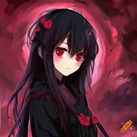 anime with black hair and red eyes